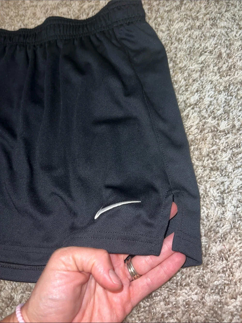 NWT! Nike Black Athletic Skirt with Drawstring and White Swoosh Accent Size MED